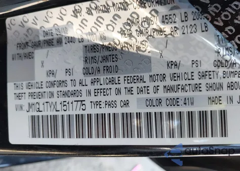 2020 Mazda Mazda6 Grand Touring из США, поврежденный, VIN JM1GL1TYXL1511775